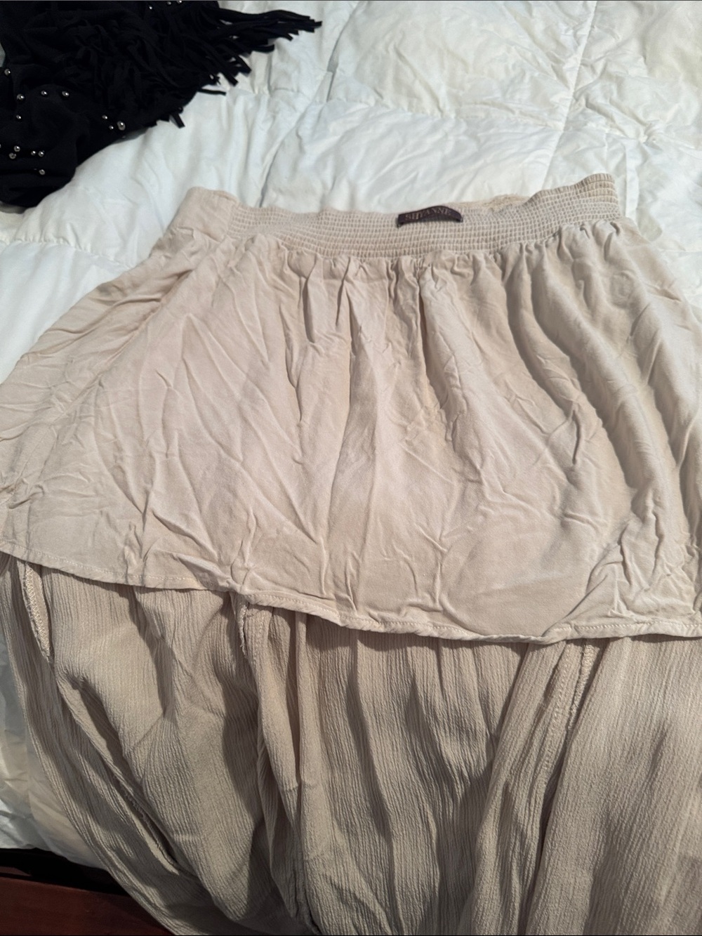 Shyanne Soft Beige Elastic Waist Maxi Skirt - Picture 5 of 5
